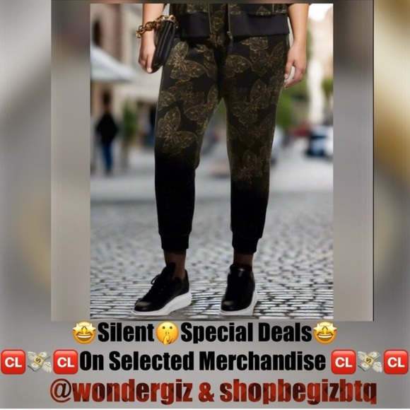 NWT Johnny Was Zuri Velour Sweatpants Black & Butterflies Plus 1X - Picture 2 of 15